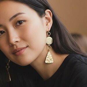 5 for $25💫Upcycled Gold Embossed Triangle Dangles